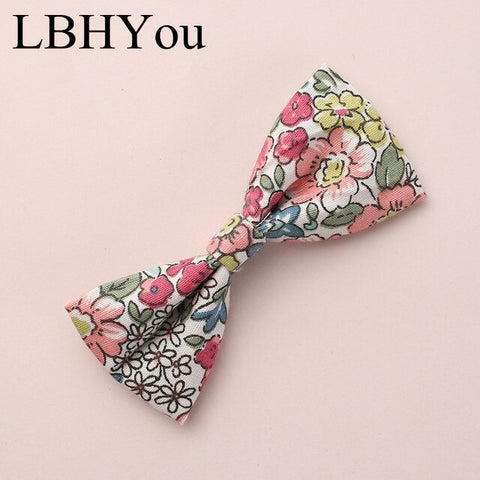 1pcs Children Girls Bows Hair Accessories School Girls Kids Fabric Cotton Flowers Print Hair Clips High Quality Hair Barrettes