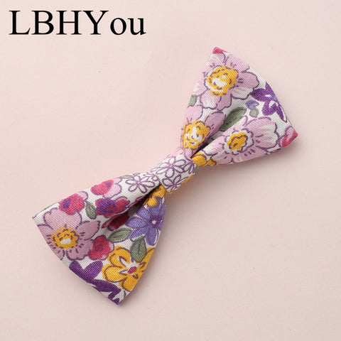 1pcs Children Girls Bows Hair Accessories School Girls Kids Fabric Cotton Flowers Print Hair Clips High Quality Hair Barrettes