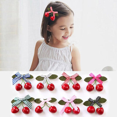Female Baby Children Hair Accessories Three-dimensional Cherry Jewelry Hairpin Bow Princess Cute Head Flower Hair Clip Barrettes
