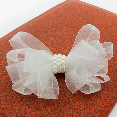New Cute White Ribbon Pearl Hair Accessories Korea Princess Hair Clips Girls Flowers Bows Ornaments Hairpin Kids Gift Headwear