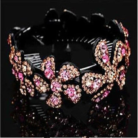 1PC Rhinestone Flower Hairpins Women Hair Clips Openwork Elegant Flowers Elegant Crystal Twist Round Barrette Hair Accessories