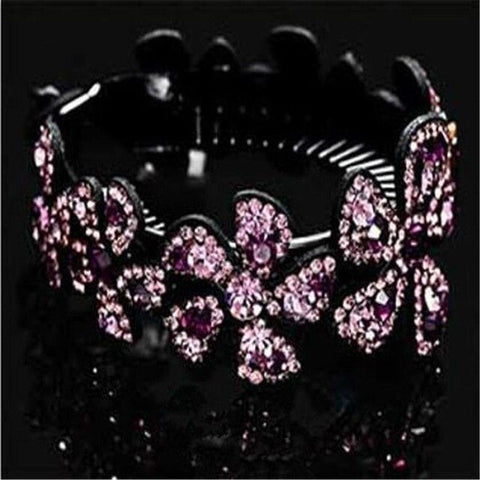 1PC Rhinestone Flower Hairpins Women Hair Clips Openwork Elegant Flowers Elegant Crystal Twist Round Barrette Hair Accessories