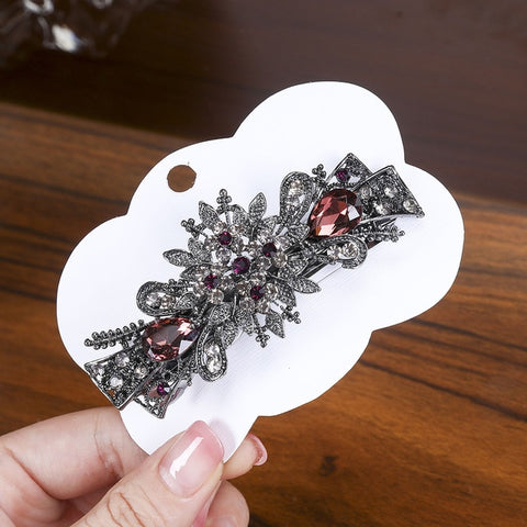 Levao Retro Women Hairpins Shiny Rhinestone Flower Hair Clips Barrettes for Lady Elegant Crystal Duck Clip Hair Pins Jewelry