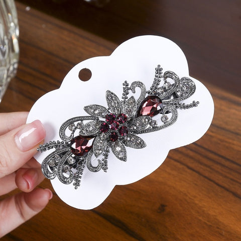 Levao Retro Women Hairpins Shiny Rhinestone Flower Hair Clips Barrettes for Lady Elegant Crystal Duck Clip Hair Pins Jewelry