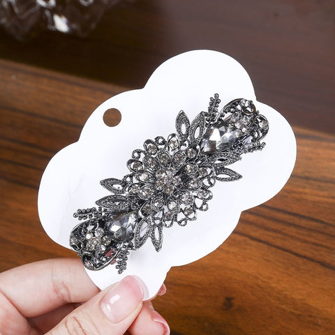 Levao Retro Women Hairpins Shiny Rhinestone Flower Hair Clips Barrettes for Lady Elegant Crystal Duck Clip Hair Pins Jewelry