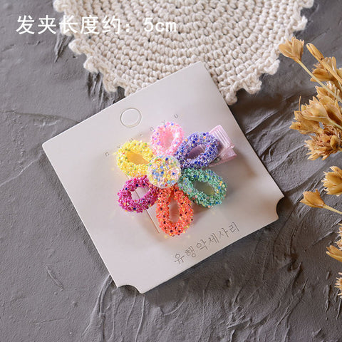 New Rainbow Sequin BB Clip Crown Flower Hairpins Children Girls Kids Hair Clips Pin Barrettes Accessories Hair Ornament Hairclip