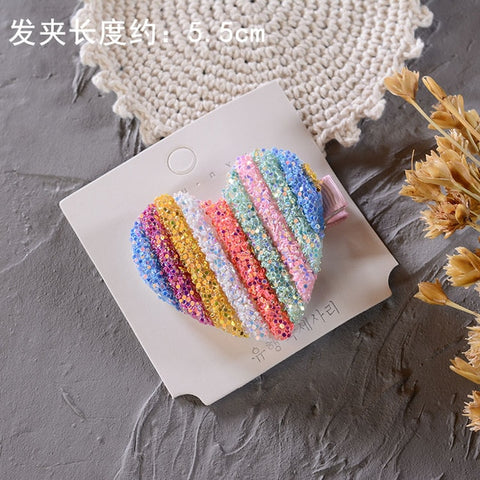 New Rainbow Sequin BB Clip Crown Flower Hairpins Children Girls Kids Hair Clips Pin Barrettes Accessories Hair Ornament Hairclip