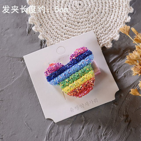 New Rainbow Sequin BB Clip Crown Flower Hairpins Children Girls Kids Hair Clips Pin Barrettes Accessories Hair Ornament Hairclip