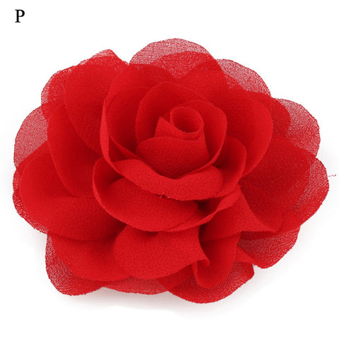 1PC Kids Girls Soft Big Rose Flower Chiffon Hair Clips Multi-Color Party Festival Hair Accessories Sweet Cute Hairpins Barrettes