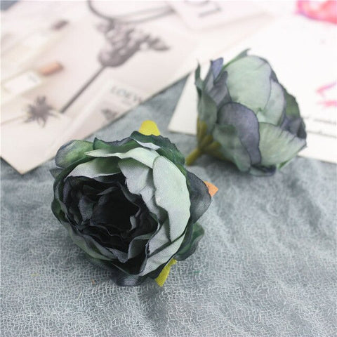 5PCS Artificial Flower Silk Tea Rose Head For Wedding Home Party Decoration DIY Garland Scrapbook Shoes Hat Rosa Flower ZM