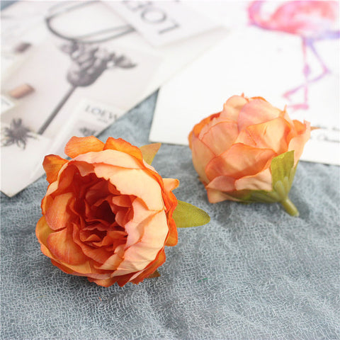 5PCS Artificial Flower Silk Tea Rose Head For Wedding Home Party Decoration DIY Garland Scrapbook Shoes Hat Rosa Flower ZM