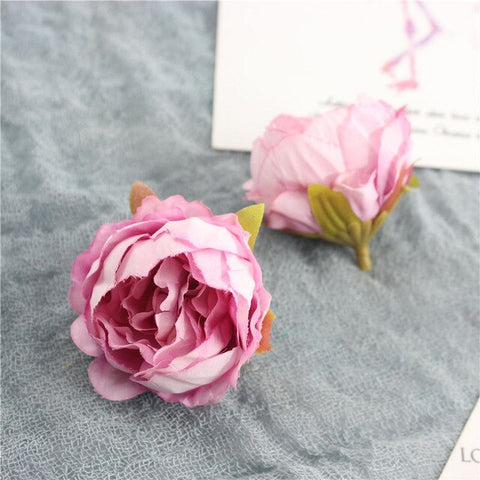 5PCS Artificial Flower Silk Tea Rose Head For Wedding Home Party Decoration DIY Garland Scrapbook Shoes Hat Rosa Flower ZM