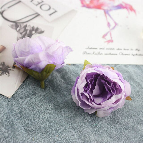 5PCS Artificial Flower Silk Tea Rose Head For Wedding Home Party Decoration DIY Garland Scrapbook Shoes Hat Rosa Flower ZM