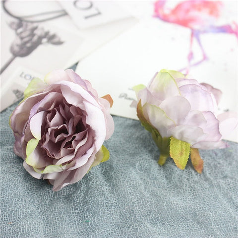 5PCS Artificial Flower Silk Tea Rose Head For Wedding Home Party Decoration DIY Garland Scrapbook Shoes Hat Rosa Flower ZM