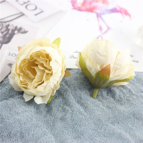 5PCS Artificial Flower Silk Tea Rose Head For Wedding Home Party Decoration DIY Garland Scrapbook Shoes Hat Rosa Flower ZM