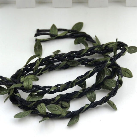 1m Vine Leaves Artificial Green Flower Rattan For  Wedding Party Decoration Foliage DIY Home Garland Headband Hair Accessories