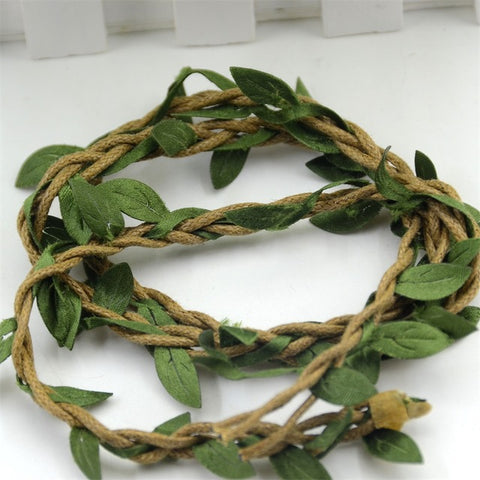 1m Vine Leaves Artificial Green Flower Rattan For  Wedding Party Decoration Foliage DIY Home Garland Headband Hair Accessories