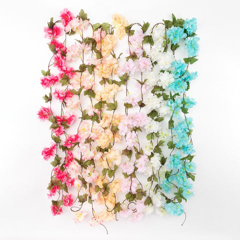 230cm Artificial Cherry Blossoms Flower Vines Silk Arch Supplies Party Supplies Garland Cherry Flower Rattan Wedding home Decor