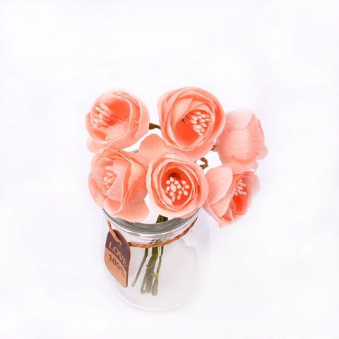 6pcs New Artificial flower stamens rose bouquet wedding home Christmas decoration flower scrapbooking DIY garland gift box