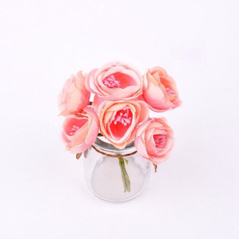 6pcs New Artificial flower stamens rose bouquet wedding home Christmas decoration flower scrapbooking DIY garland gift box