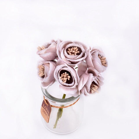 6pcs New Artificial flower stamens rose bouquet wedding home Christmas decoration flower scrapbooking DIY garland gift box