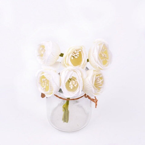 6pcs New Artificial flower stamens rose bouquet wedding home Christmas decoration flower scrapbooking DIY garland gift box