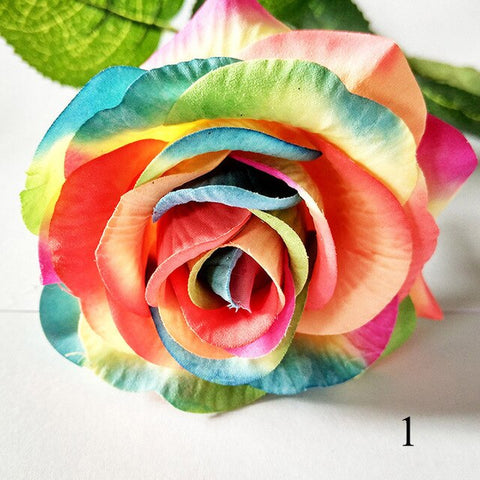 1Pcs Artificial Flower Silk Blooming Roses For Wedding Car Decoration DIY Garland material Simulation Rose Flower Fake Flower