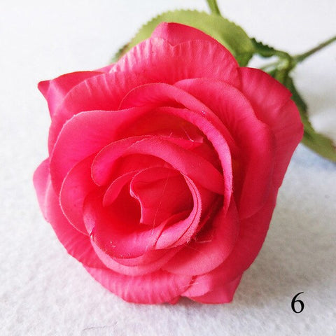 1Pcs Artificial Flower Silk Blooming Roses For Wedding Car Decoration DIY Garland material Simulation Rose Flower Fake Flower