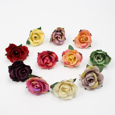 20pcs/lot 3.5cm mini silk rose head artificial flowers wedding home decoration DIY garlands scrapbook craft flowers