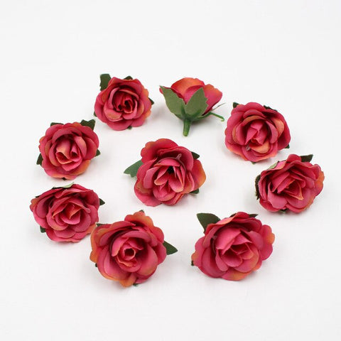 20pcs/lot 3.5cm mini silk rose head artificial flowers wedding home decoration DIY garlands scrapbook craft flowers