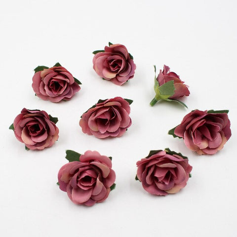 20pcs/lot 3.5cm mini silk rose head artificial flowers wedding home decoration DIY garlands scrapbook craft flowers