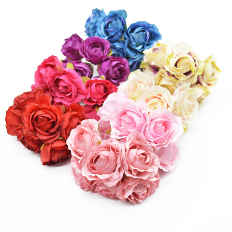 6 Pieces artificial flowers Wedding decorative flowers wreaths diy gifts box vases for home decor christmas garland silk roses