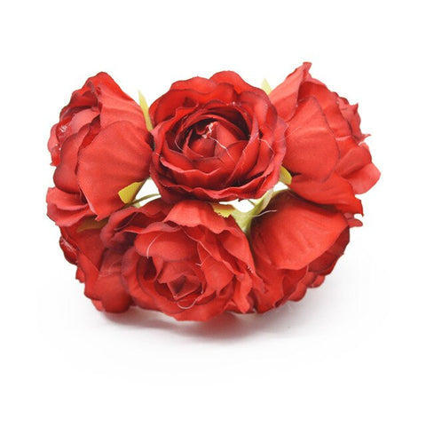 6 Pieces artificial flowers Wedding decorative flowers wreaths diy gifts box vases for home decor christmas garland silk roses