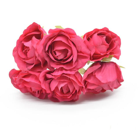 6 Pieces artificial flowers Wedding decorative flowers wreaths diy gifts box vases for home decor christmas garland silk roses