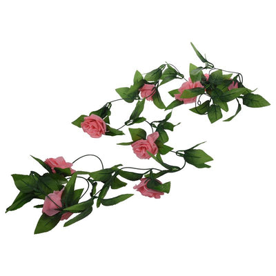 9Ft Artificial Fake Silk Rose Flower Ivy Vine Hanging Garland Wedding Home Decor Dark Pink 2.5M