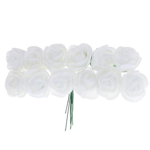 FUNNYBUNNY 12Pcs/Lot Mini Rose Artificial Flower Foam Flower DIY Flower Ball Garland Headdress Wedding Decoration Bridal Flowers