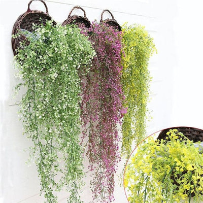 Popular Artificial Hanging Ivy Garland Plants Vine Fake Foliage Plastic Exquisite Flower Leaf Wisteria Home Garden Wedding Decor