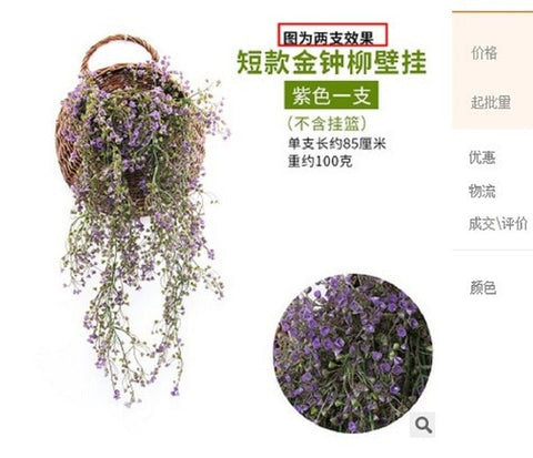 Popular Artificial Hanging Ivy Garland Plants Vine Fake Foliage Plastic Exquisite Flower Leaf Wisteria Home Garden Wedding Decor