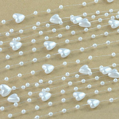 5M Heart And Round Artificial Pearls Bead Garland Spool Rope Chain Wedding Party Home Decor Diy Accessory