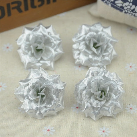 30Pcs 4.5cm Handmade Mini Artificial Silk Rose Flowers Heads DIY Scrapbooking Garland Fake Flower Wreath For Wedding Decorative