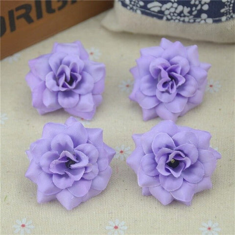 30Pcs 4.5cm Handmade Mini Artificial Silk Rose Flowers Heads DIY Scrapbooking Garland Fake Flower Wreath For Wedding Decorative