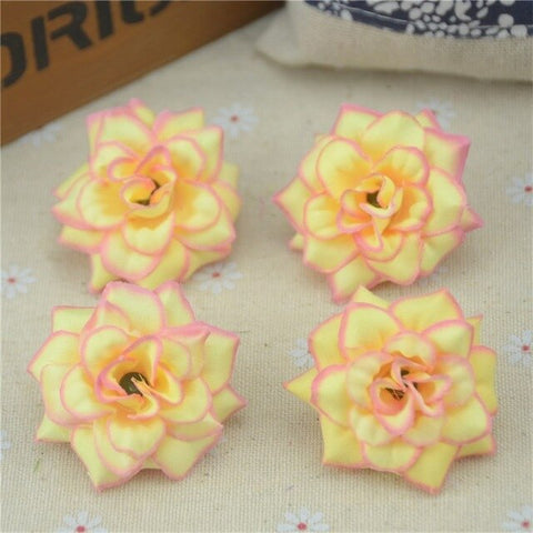 30Pcs 4.5cm Handmade Mini Artificial Silk Rose Flowers Heads DIY Scrapbooking Garland Fake Flower Wreath For Wedding Decorative