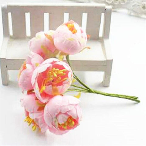 Fake Handmade Bouquet Garland Wedding Bouquet Hair Decoration Material Decoration Accessories for Flowers 6 pcs