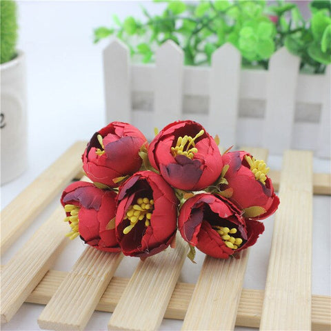 Fake Handmade Bouquet Garland Wedding Bouquet Hair Decoration Material Decoration Accessories for Flowers 6 pcs