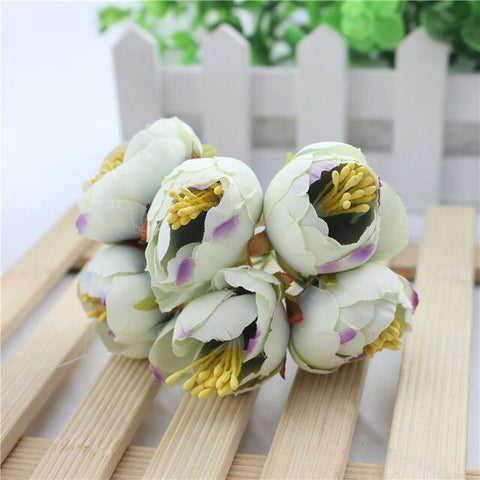 Fake Handmade Bouquet Garland Wedding Bouquet Hair Decoration Material Decoration Accessories for Flowers 6 pcs