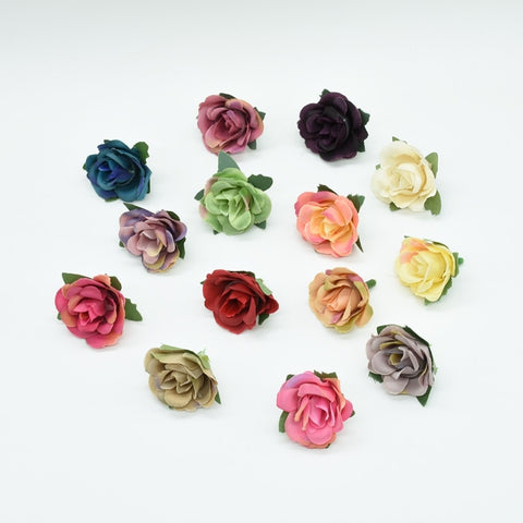 10pcs MINI silk roses head for flower wall home wedding decoration accessories diy gifts box christmas garland artificial plants