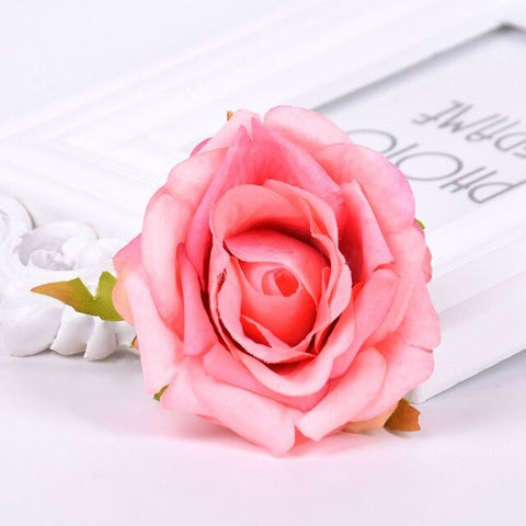 2pcs Artificial Flower 7CM Silk Rose Head For Wedding Home Party Decoration DIY Garland Scrapbook Shoes Hat Rosa Flower