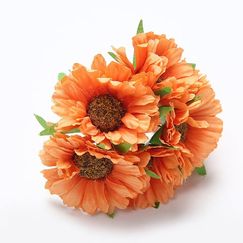 6pcs 5CM handmade gerbera artificial flower For home garden bride wedding decoration DIY garland material scrapbook fake flower