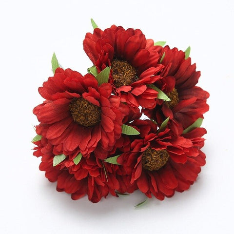 6pcs 5CM handmade gerbera artificial flower For home garden bride wedding decoration DIY garland material scrapbook fake flower