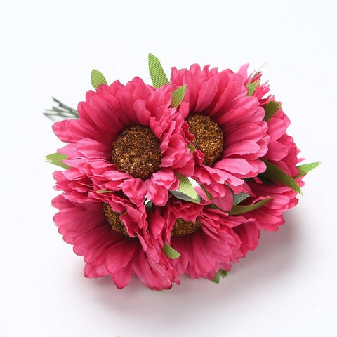 6pcs 5CM handmade gerbera artificial flower For home garden bride wedding decoration DIY garland material scrapbook fake flower